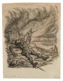 Alfred Kubin, David und Goliath, 1932, India ink, watercolour on Kataster paper; framed