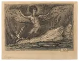 Alfred Kubin, Harpyien, India ink, watercolour on Kataster paper; framed