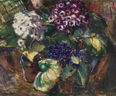 Broncia Koller-Pinell, Still life with anemones, oil on canvas; framed