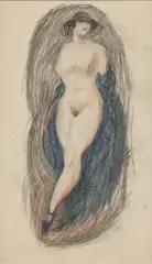 Alfons Walde, Nude, 1919/20, graphite, coloured chalk on paper; framed