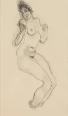 Alfons Walde, Front and Back View of a Nude (recto and verso), pencil on paper; framed