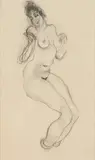 Alfons Walde, Front and Back View of a Nude (recto and verso), pencil on paper; framed