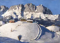 Alfons Walde, Wilder Kaiser, Büchlach, c. 1930, oil on cardboard; framed