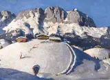 Alfons Walde, Wilder Kaiser, Büchlach, c. 1930, oil on cardboard; framed