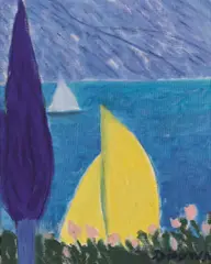 Gerhild Diesner, Yellow sail, 1972, oil on canvas; framed