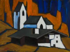 Herbert Danler, Navis / St. Kathrein, 2003, oil on canvas; framed