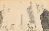 Franz Sedlacek, Der unheimliche Tischnachbar, 1916, India ink on paper; framed