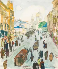 Oskar Laske, Wierzbowa, Warschau, watercolour on paper; framed
