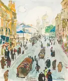 Oskar Laske, Wierzbowa, Warschau, watercolour on paper; framed