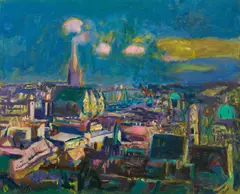 Josef Dobrowsky, Wien vom Ringturm, c. 1956, oil on canvas; framed