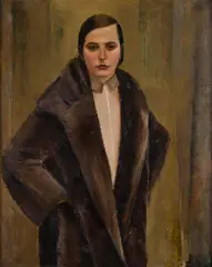 Sergius Pauser, Anny in a fur coat, 1928, oil on canvas; framed