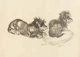 Two wire-haired dachshunds by Ludwig Heinrich Jungnickel, charcoal on paper; framed, sold Jun 2026
