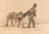 Ludwig Heinrich Jungnickel, Traveller with a donkey, 1940, mixed media on paper; framed