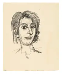 Oskar Kokoschka, Portrait of a Woman (Study for a lithograph from the series "Töchter des Bundes"), c. 1922, black chalk on paper; framed