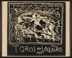 Toros en Vallauris by Pablo Picasso, 1954, linocut on paper; framed, sold Jun 2026