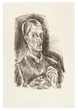 Oskar Kokoschka, Self-portrait (bust portrait in pencil), from the 11-part series of lithographs: O Ewigkeit - Du Donnerwort ("Bachkantate"), 1917, chalk lithography on laid paper; framed