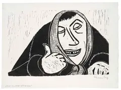 Werner Berg, Una Villana Vindisch, 1972, woodcut on paper; framed