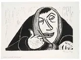 Werner Berg, Una Villana Vindisch, 1972, woodcut on paper; framed