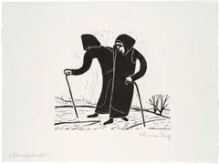 Werner Berg, Humpelnde, 1952, woodcut on paper; framed