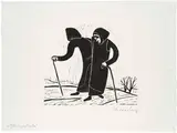 Werner Berg, Humpelnde, 1952, woodcut on paper; framed