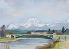 Arnold Clementschitsch, The Drau Valley with the Mittagskogel, c. 1953, oil on canvas; framed