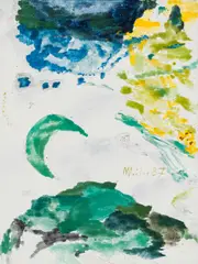Max Weiler, Mond, 1987, egg tempera, pencil on canvas; framed