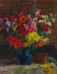 Helda Dettelbach, Still life with flowers, oil on canvas; framed
