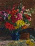 Helda Dettelbach, Still life with flowers, oil on canvas; framed