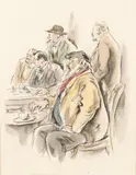 Alfred Gerstenbrand, Pressequartier II, mixed media on paper; framed