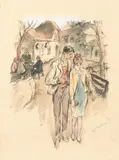 Alfred Gerstenbrand, In Sievering, mixed media on paper; framed