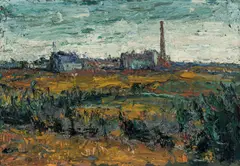 Hans Andreas, Cityscape near Simmering, 1979, oil on canvas; framed