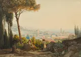 Thomas Ender, Italian Harbour Town, c. 1822, watercolour on paper; framed