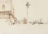 Rudolf von Alt, Venice, View of the Doge's Palace and the Canal Grande, 1837, watercolour, pencil on paper; framed