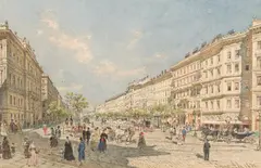 Franz Alt, Vienna, Kärntnerring, 1872, watercolour on paper; framed