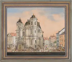Balthasar Wigand, St. Peter's Church, Vienna, gouache on paper; framed