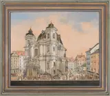 Balthasar Wigand, St. Peter's Church, Vienna, gouache on paper; framed