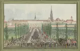 Balthasar Wigand, The First Outing of Emperor Franz I after His Recovery in October 1833, 1833, gouache on paper; framed