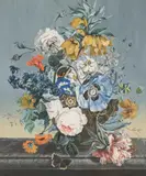 Joseph Nigg, Floral Still Life with Butterflies, gouache on paper; framed