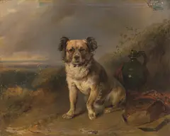 Matthias Ranftl, Dog in Landscape, 1844, oil on panel; framed