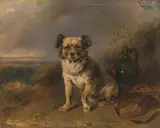 Matthias Ranftl, Dog in Landscape, 1844, oil on panel; framed