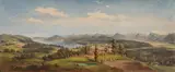 Jakob Canciani, View of Lake Wörthersee Facing East, oil on canvas; framed