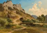 Ludwig Halauska, Ramsau Landscape, 1878, oil on canvas; framed