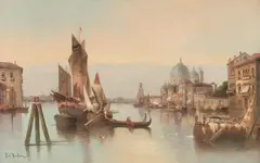 Venice, View of Santa Maria della Salute and the Dogana by Karl Kaufmann, oil on canvas; framed, offered Dec 2025