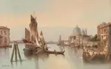 Karl Kaufmann, Venice, View of Santa Maria della Salute and the Dogana, oil on canvas; framed