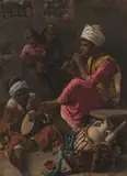 Alphons Leopold Mielich, Arab Children Playing Music, c. 1895, oil on panel; framed