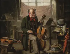 Hermann Armin Kern, The Musician, oil on canvas; framed