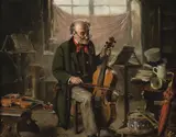Hermann Armin Kern, The Musician, oil on canvas; framed