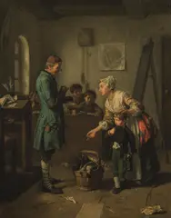 Leopold Loeffler, First Day of School, 1856, oil on canvas; framed