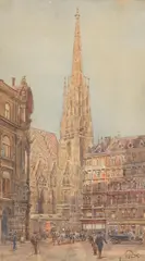 Erwin Pendl, Vienna, Stephan´s Dome, watercolour on paper; framed