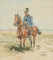 Alexander Pock, Sergeant of the k.u.k. Dragoon Regiment ‘Duke of Lorraine’ No. 7, watercolour on paper; framed